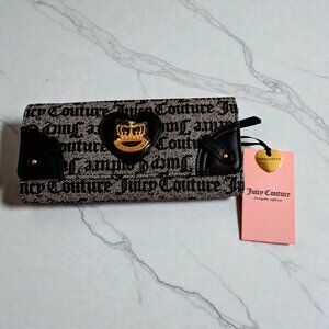 Juicy Couture Black/Beige Her Majesty Single Gusset Flap Clutch NWT